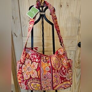 Vera Bradley On The Go Raspberry Fuzz Paisley Shoulder Bag
